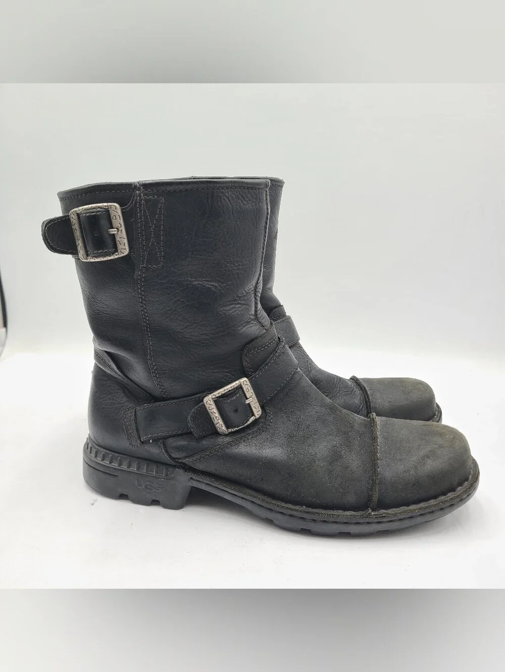 B42 UGG Australia Rockville II Black Leather Men's Boots 3040 BLK US 11 M EUC